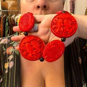 Vintage “cinnabar” statement necklace